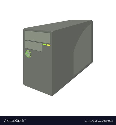 Black Computer System Unit Icon Cartoon Style Vector Image