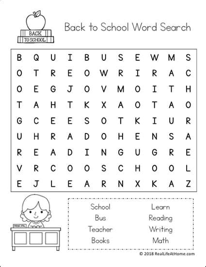 Back To School Word Search Printable Puzzle For Kids Free Printable