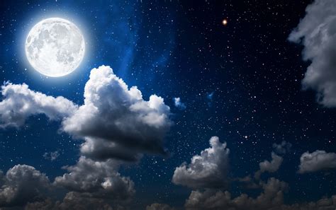 Wallpaper Moon Clouds Sky Full Moon Hd Nature 1519
