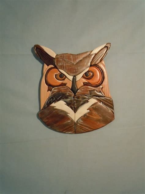 Items Similar To Owl Head Intarsia Wall Hanging A112 On Etsy
