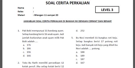 Soal Perkalian Kelas 3 Homecare24