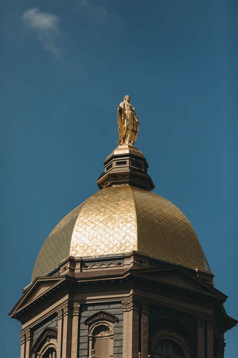 Download Closeup University Of Notre Dame Dome Statue Wallpaper