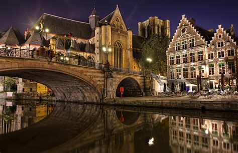 🔥 Download Desktop Wallpaper Cities Belgium Bridge Bruges Night Time By