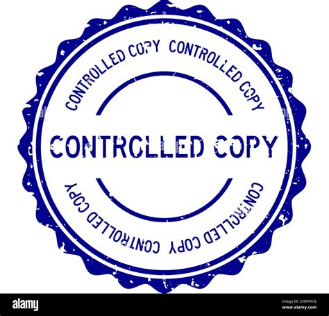 Grunge Blue Controlled Copy Word Round Rubber Seal Stamp On White