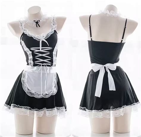 Japanese Maid Uniform Sexy Lingerie Cosplay French Apron Maid Etsy