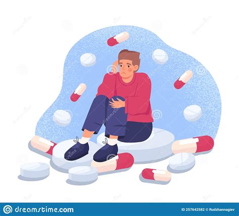 Man With Antidepressants Stock Illustration Illustration Of Crisis