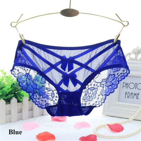 Buy Front Bowknot Back Cross Bandage Hollow Panties Low Rise Seamless Sexy Lace