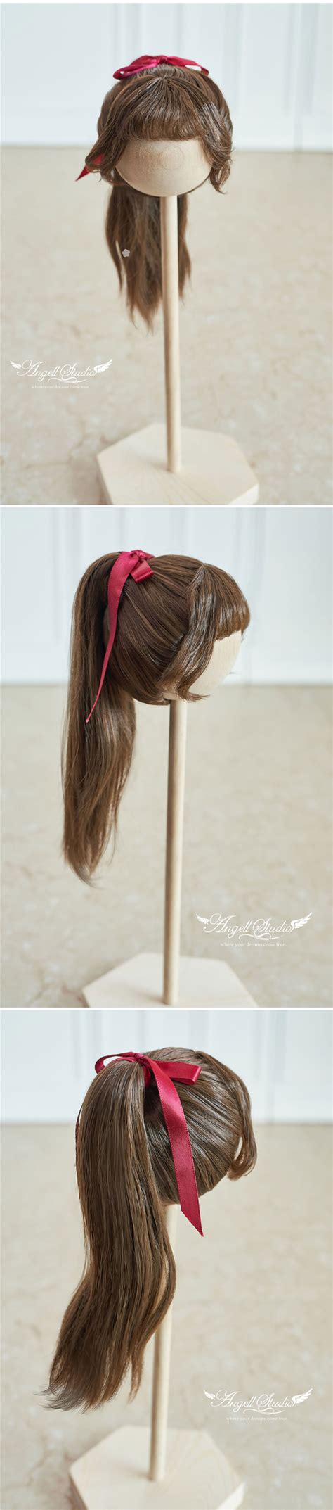 Bjd Wig Brown High Tail Curly Hair Wg For Sd Size Ball Jointed