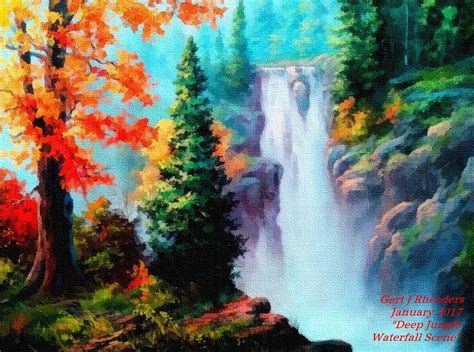 Deep Jungle Waterfall Scene L A Painting By Gert J Rheeders Fine Art