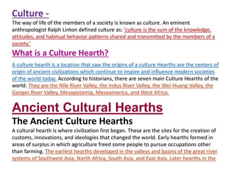 Origin Of Culture Cultural Hearth And Cultural Realm Cultural Region