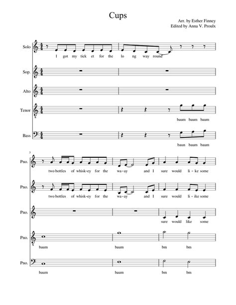 Cups Satb Sheet Music For Piano Mixed Quintet