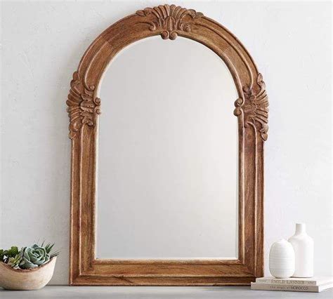 Pottery Barn Mendosa Handcrafted Arch Wood Wall Mirror Wood Wall