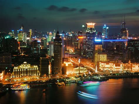 Shanghai Skyscrapers Night Cities Hd Wallpaper Preview