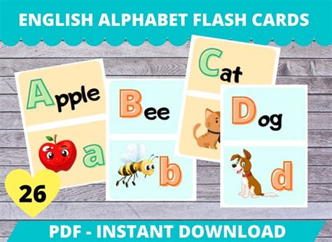 Printable Abc Flashcards English Alphabet Flash Cards Etsy