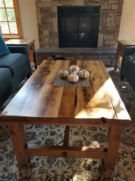 Coffee table from east finchley n3 3by coffee table. Custom crafted, reclaimed wood trestle coffee table built ...