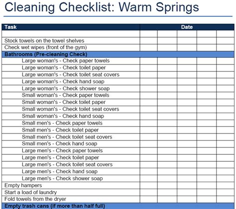 Grocery checklist template warehouse inspection rubydesign co. 7 Best Images of Commercial Cleaning Checklist Printable ...