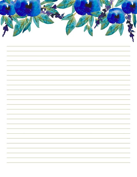 Floral Writing Paper Printables Letter Paper 85 X 11 In Floral Card
