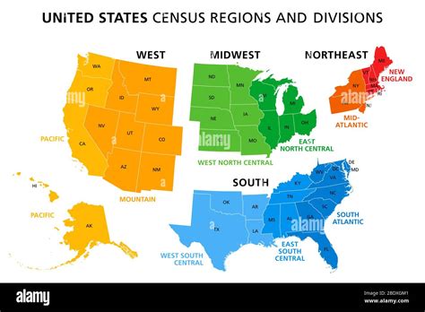 Map Of United States Split Into Census Regions And Divisions Region