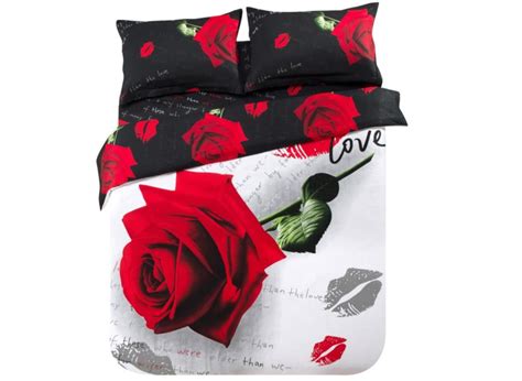 red rose and sexy lips print 4 piece 3d cotton duvet cover sets cotton duvet cover duvet