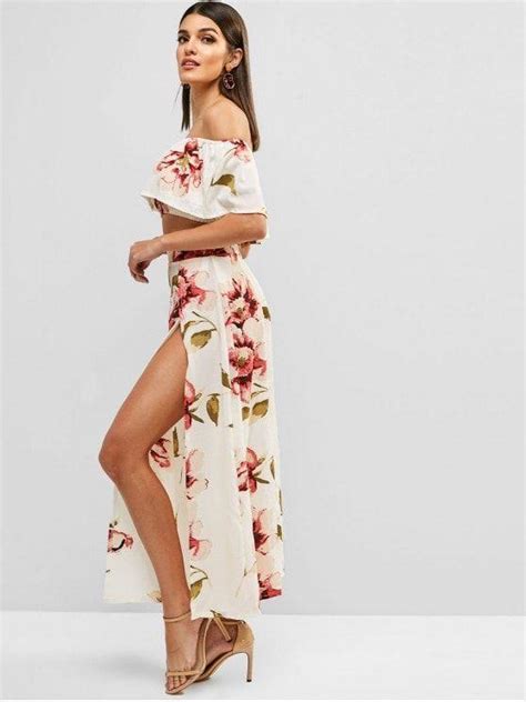 fashion floral print cropped top and maxi skirt set benovafashion floral print crop top