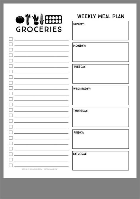 Meal Plan Grocery List Free Printable Meal Planner Printable Meal Planning Printable Meal