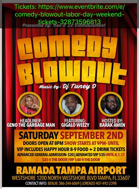 Labor day weekend is one of the biggest events on the retail calendar. Comedy Blowout Labor Day Weekend, Tampa FL - Sep 2, 2017 ...