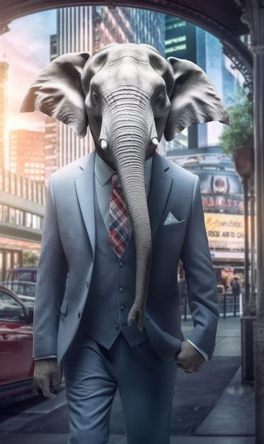 Premium Ai Image Elephant Dressed In A Suit Like A Businessman