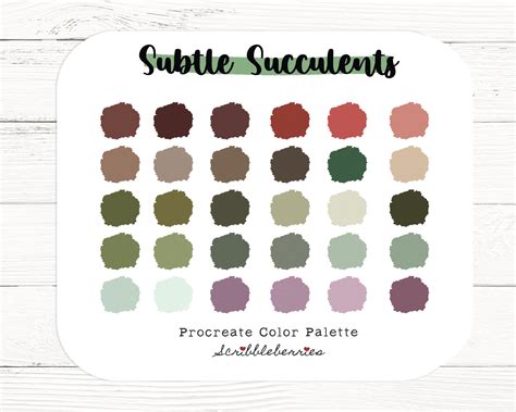 Subtle Succulents Procreate Color Palette Color Swatches Etsy Uk