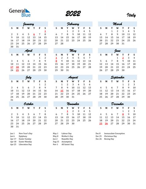 2022 Calendario Italia Calendario Roma Aria Art