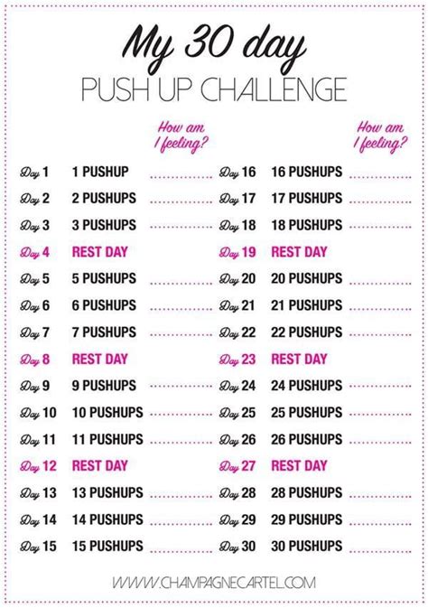 30 Day Pushup Challenge For Beginners Push Up Challenge 30 Day