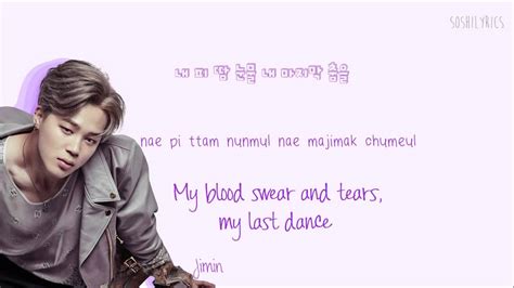BTS - Blood Sweat & Tears ~Han/Rom/Eng color codes lyrics - YouTube