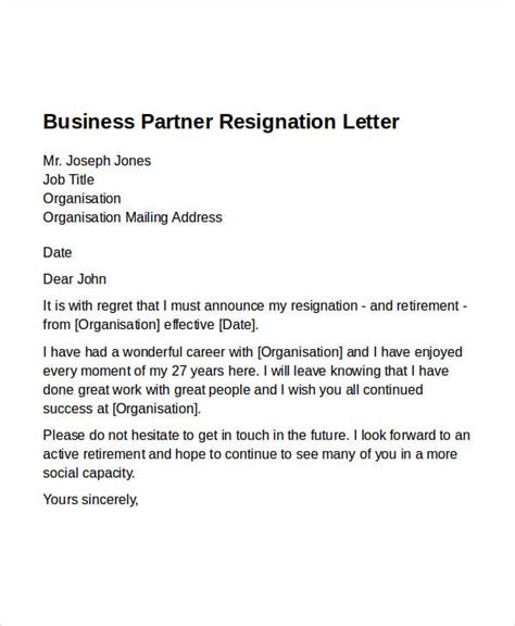 Resignation Letter For Company Free 5 Sample Resignation Letter