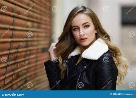 Beautiful Blonde Russian Woman In Urban Background Stock Image Image