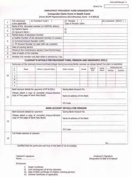 However, it is important to note that these coverages are limited to certain parts coverage options. EPF Composite Claim Form in Death Cases - Single Form to ...