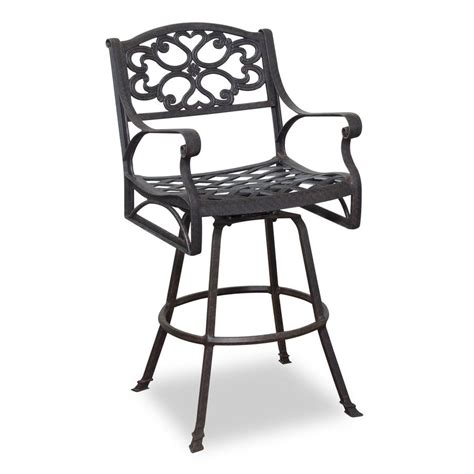 Break tradition and get some bar height patio furniture. Allen Roth Safford Swivel Sling Cast Aluminum Patio Bar ...