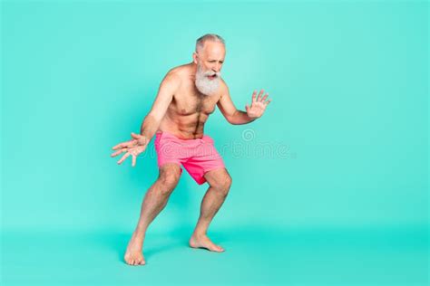 Profile Photo Of Dancer Funky Old Man Enjoy Pool Party Move Hands Wear