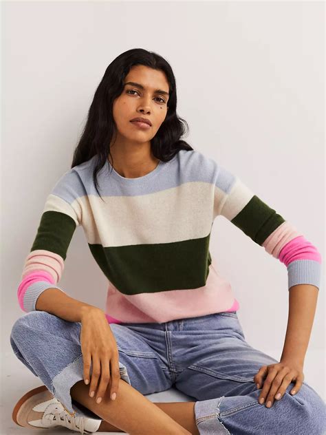 Boden Stripe Cashmere Jumper Bluemulti At John Lewis And Partners