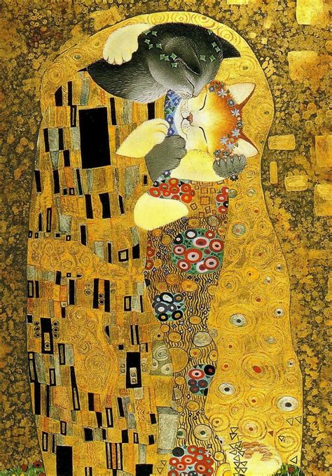 Gustav Klimt Cat Artwork Abstract Artwork Art Amour Kitty Kisses