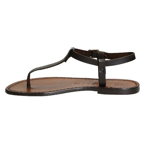 thong sandals in dark brown leather handmade in italy the leather craftsmen