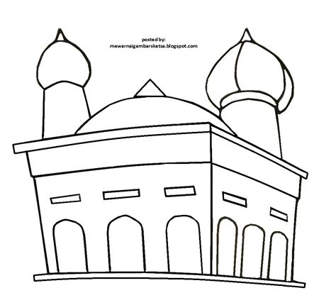 Contoh Gambar Mewarnai Masjid Dengan Gradasi Kataucap