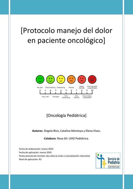 Protocolo Manejo Del Dolor En Paciente Oncol Gico Sthefani Oporto