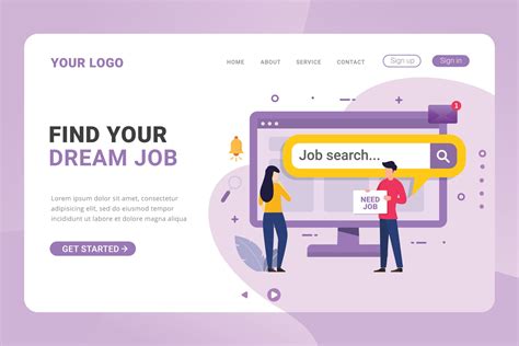 Landing Page Template Job Search From Internet For Unemployed