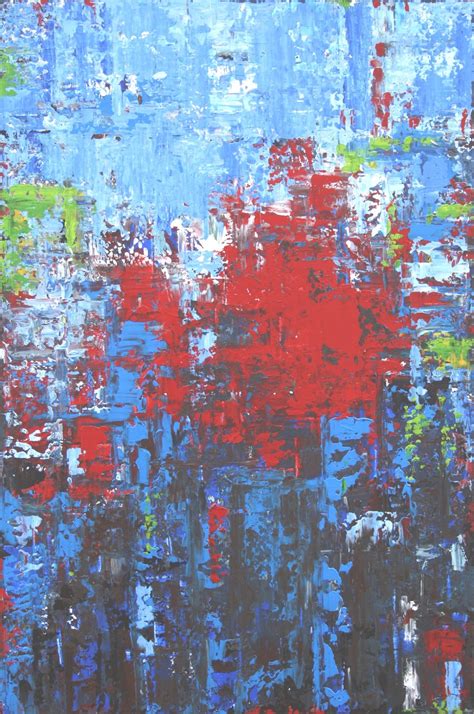 Sage Mountain Studio Abstract Expressionist Painting In Blue And Red