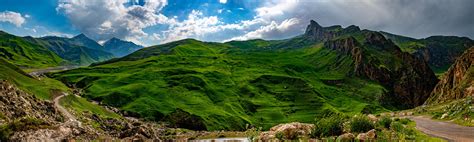 Picture Panorama Quba Azerbaijan Nature Mountains Roads Stone
