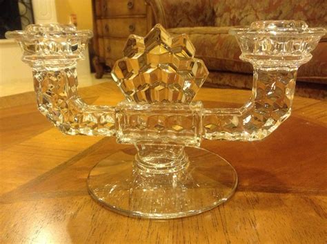 Stonebriar antique white wooden pillar candle holder, vintage seaside pillar. Fostoria Double Candle Holder Glass Vintage Set of Two ...