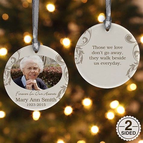 This 2 Sided In Loving Memory Personalized Memorial Photo Ornament Is