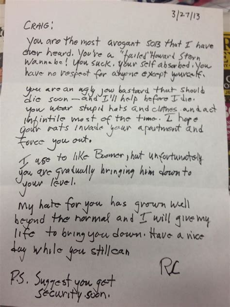 Heres The Threatening Letter Rc Sent To Craig Carton Bobs Blitz