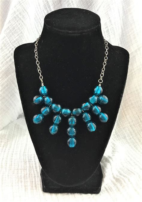 Blue Chunky Beaded Necklace For Women Blue Statement Necklace