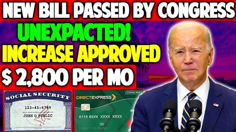 New Bill Arrives In Congress Unexpected Increase Of 2800mo To Every