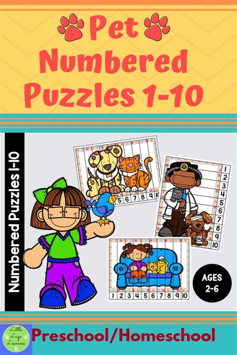 Playful Pets Numbered Puzzles 1 10 Pets Preschool Number Activities